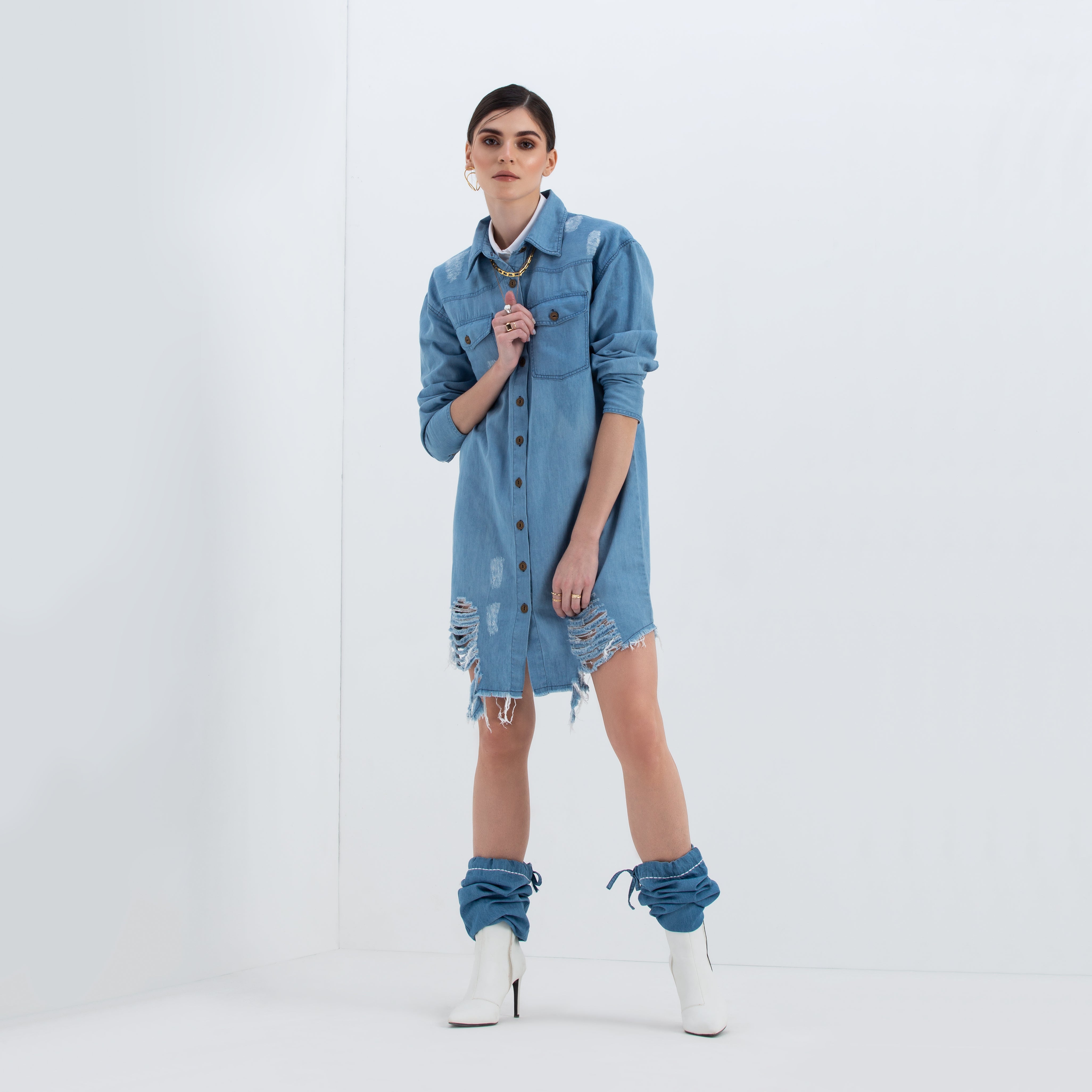 Denim Annie Shirt Dress Solid Black | UNTUCKit