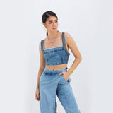 The Annushka Metal Crop Top & Front Flap Pant Set